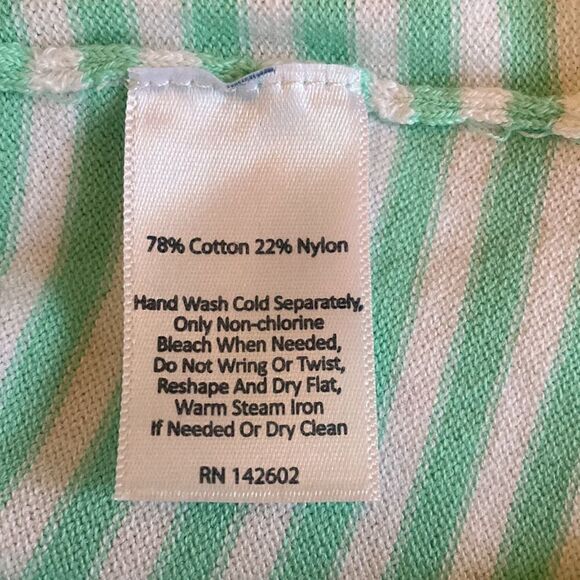 Sail To Sable Cotton Blend Knit Dress with Long Sleeves. Mint green/pink stripe. - Picture 8 of 8